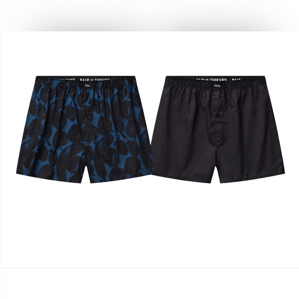 PAIR of THIEVES Woven Boxer 2-Pack Blue Black Size Small NWT S-2704